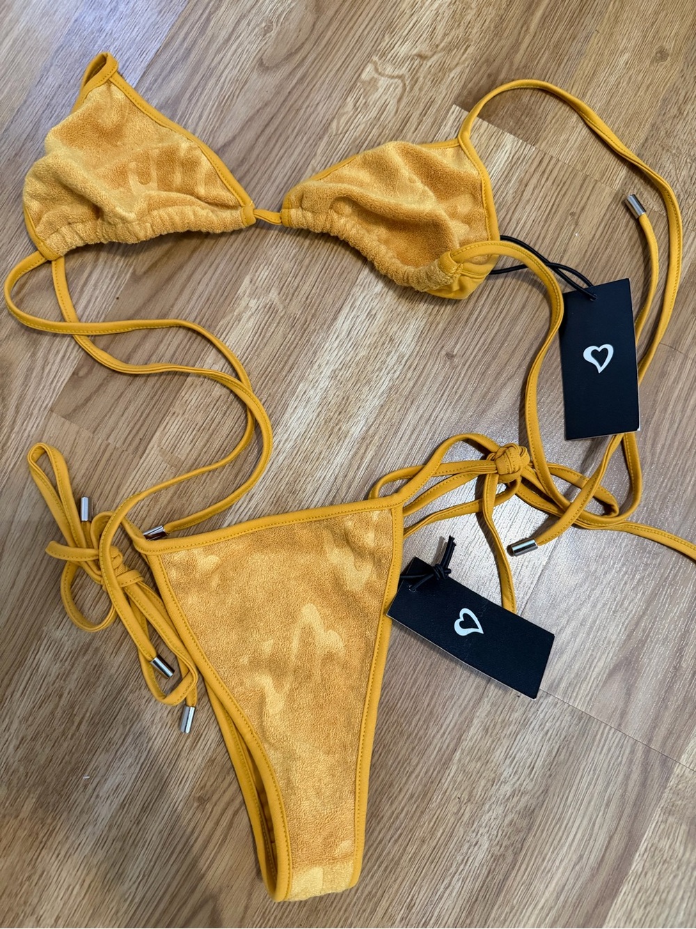 Mustard Yellow Tie-String Bikini Set